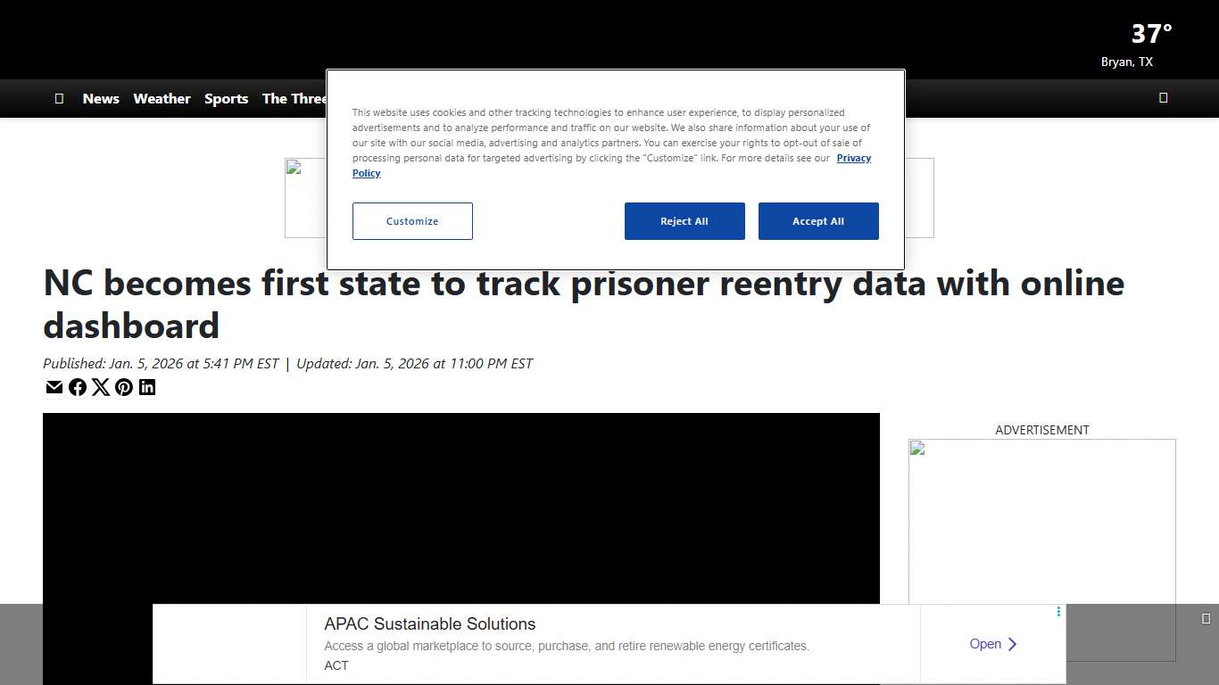NC becomes first state to track prisoner reentry data with online dashboard